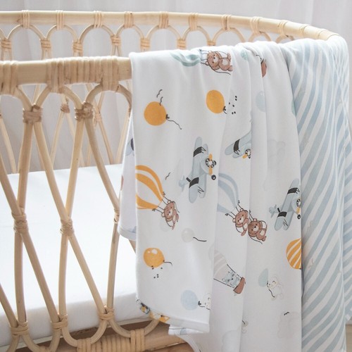 Living Textiles 2PK Premium Cotton Jersey Swaddle Wrap - Up Up and Away - Picture 3 of 3