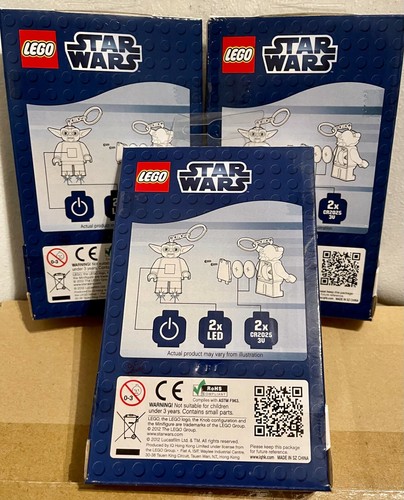 SET DI TRE (3) LEGO: STAR WARS: YODA minifigure Luce Chiave LED - NUOVO DI ZECCA - Foto 2 di 2