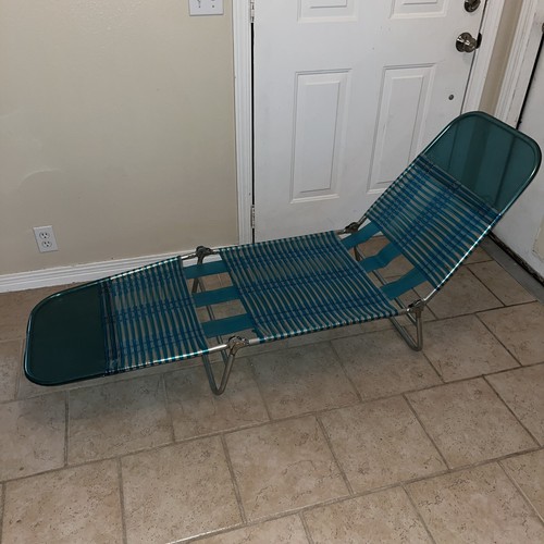 VTG Tri Folding Jelly Tube Chaise Lounge Lawn Beach Chair Blue Aqua Teal *READ eBay