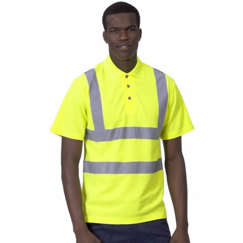 Uneek Hi Viz Polo Shirt Top High Visibility Vis Knitted Collar Reflective PPE - Bild 4 von 5