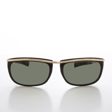 Sporty Gold Frame 90s Aviator Sunglass with Paddle Temples Black- Jenner