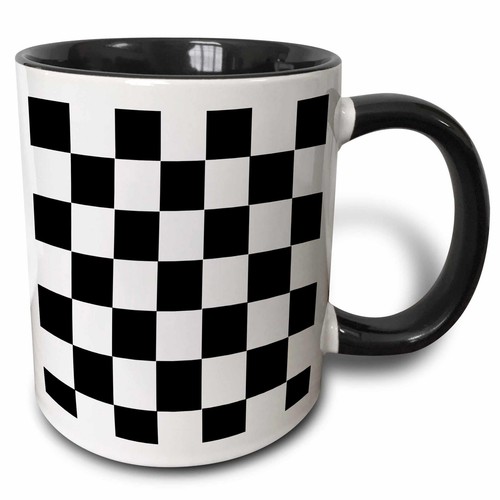 3dRose Checkered Black and White Squares- Art Mug - Picture 11 of 14