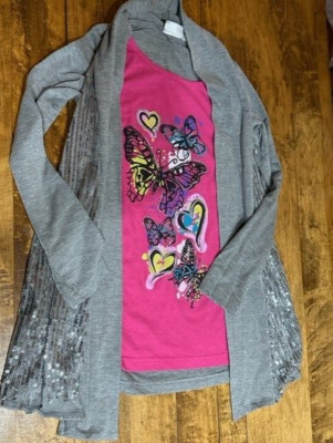 Girls Juniors Sweeter Tshirt Pink & Grey Medium (7-8) Piper