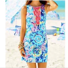 Nuevo con etiquetas Vestido Lilly Pulitzer Adara Shift Buceo Talla 0 Crochet Encaje Pompones Coral Marino