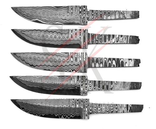 Damascus Steel knife Blanks Blades Knife Making Puukko knife Lot Of 5 Handmade