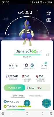 Shiny Bisharp ( Pawniard Evolution ) Pokemon Tr@de Go