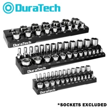 DURATECH 3PC Magnetic Socket Organizer Set 1/4" 3/8" 1/2"Drive SAE Socket Holder