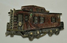 Vintage 1975 Solid Red Sunset Railroad Train CABOOSE Detailed Belt Buckle