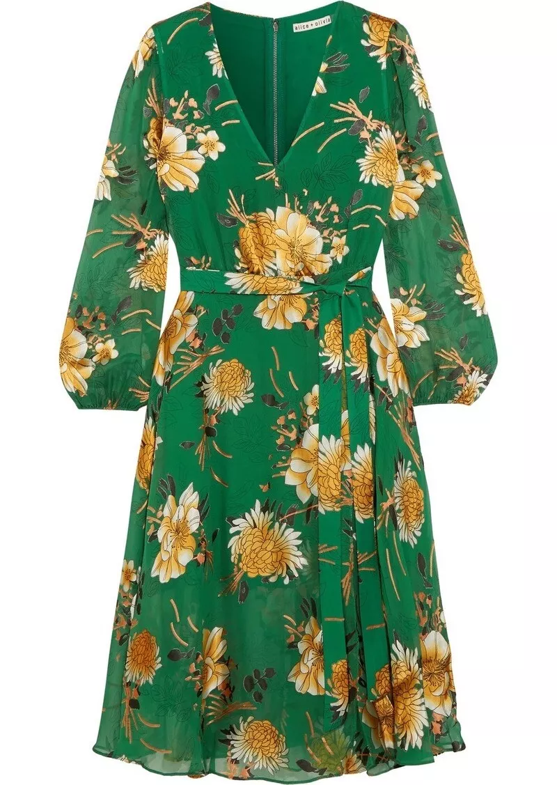 Alice and olivia clearance green floral dress