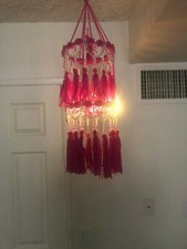 Handmade Red Macrame with led lights.