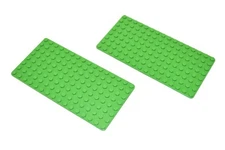 (2) Genuine LEGO Baseplates 8x16 MiniFigure - BRIGHT GREEN Thin - NEW Base Plate