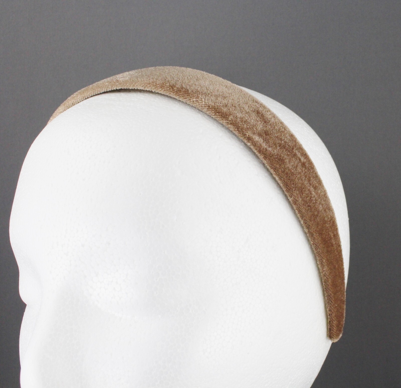 Brown Tan velvet headband soft velour hair accessory 1.25" wide plain classic