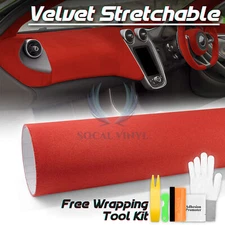 Velvet Stretchable Dark Red Suede Textured Car Vinyl Wrap Sticker Decal Sheet