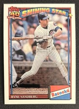1991 Topps Bazooka Shining Star Ryne Sandberg Baseball Card #9 Cubs 2B EX