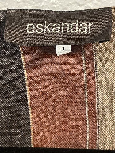 Eskandar MULTI-COLOR STRIPED Linen Hooded Tunic Duster Size 1 - Picture 3 of 15