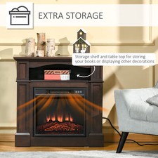 1400W Electric Fireplace Heater with Mantel LED Log Flame Shelf Remote Control