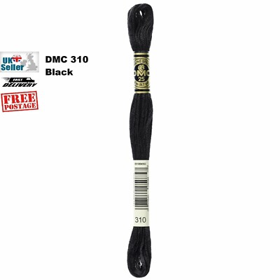 DMC 310 Schwarz Litze Baumwolle Kreuzstich Faden Knäuel Mouline 