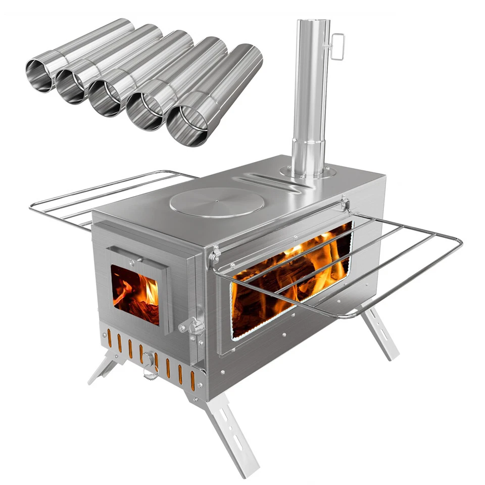 Zeltofen Campingofen Edelstahl Holzofen Outdoor Campingkocher Holz mit Tasche