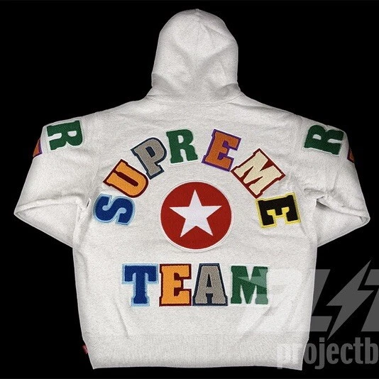 FW22 SUPREME TEAM CHENILLE SWEAT À CAPUCHE SWEAT À CAPUCHE GRIS CENDRÉ TAILLE M MEDIUM 2022