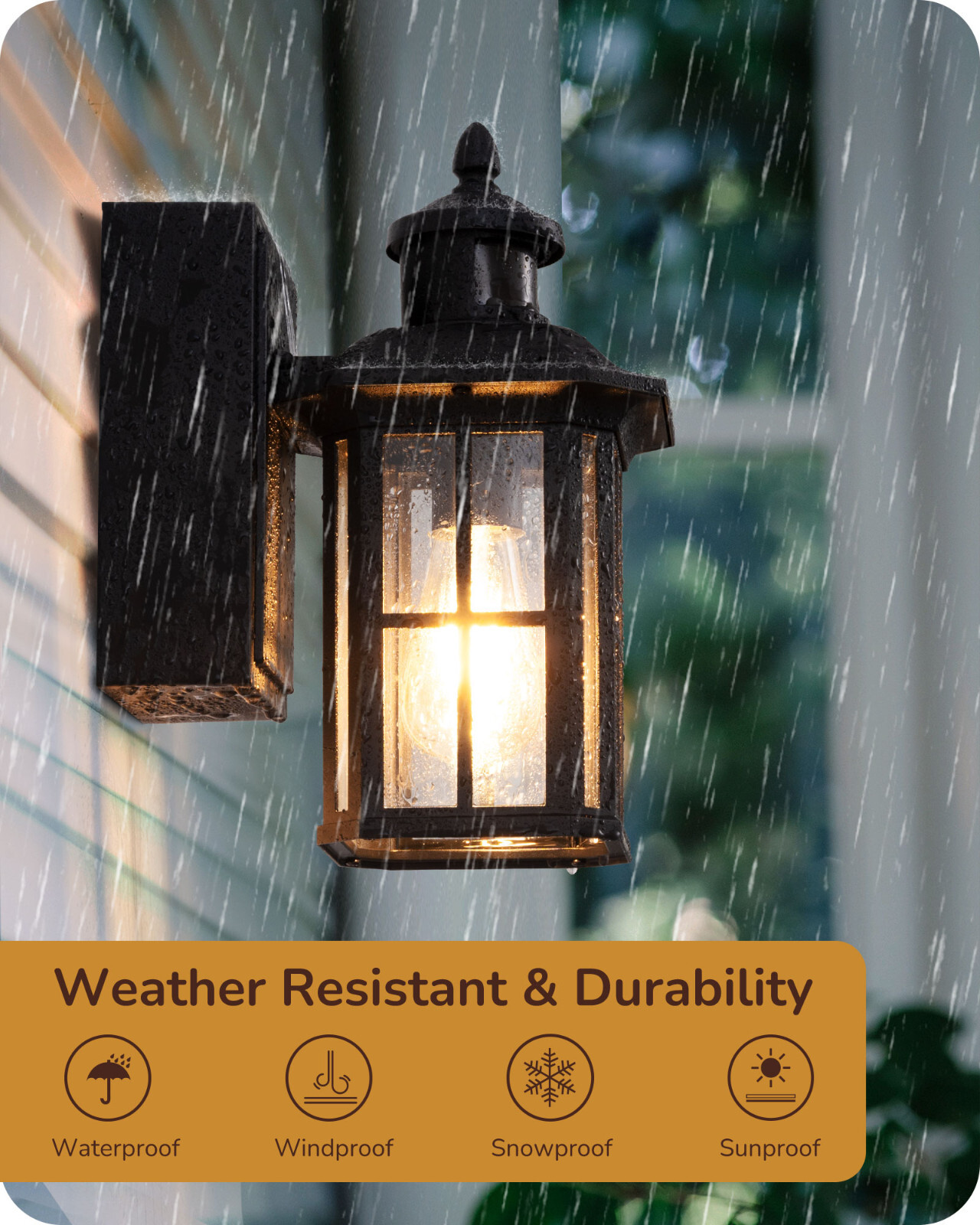 EDISHINE Outdoor Motion Sensor Porch Light with 2 GFCI Outlets , Dusk