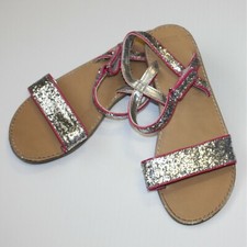 Gymboree Rainbow Cabana Girl's Silver Glitter Sandals Shoes in size 2