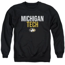 Michigan Tech University Adult Crewneck Sweatshirt Stacked, Black, S-3XL