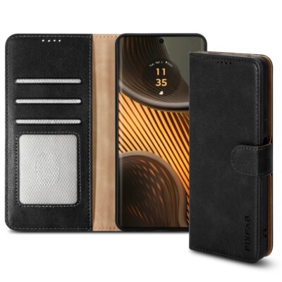 Hülle für Motorola Edge 50 Ultra, Leder Wallet Flip Stoßfest RFID Handy Cover