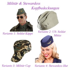 MILITÄR & STEWARDESS HUT Karneval Soldat Armee Kostüm Mütze Cap Schiffchen # F16