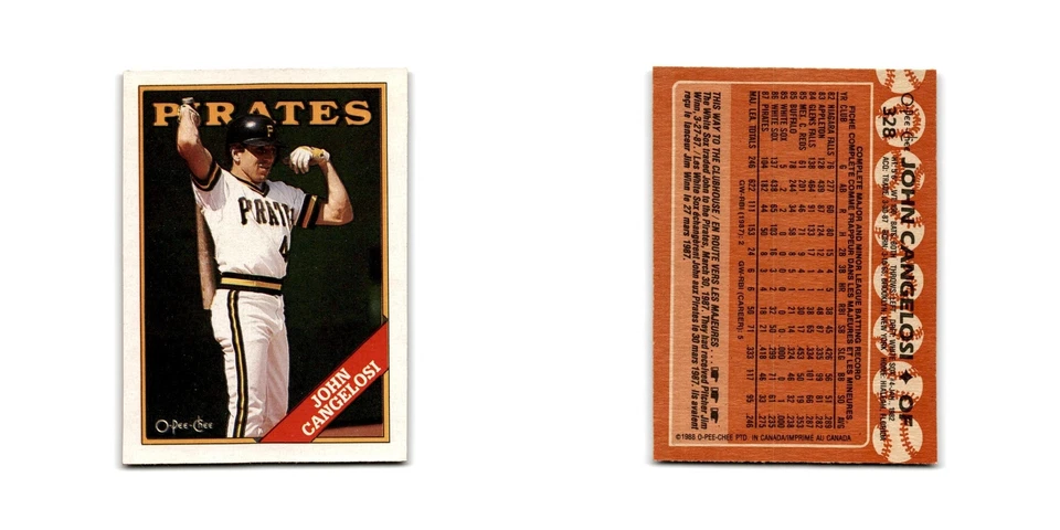 John Cangelosi 1988 O-Pee-Chee #328 Pittsburgh Pirates Baseball Card NM - Image 3 of 3