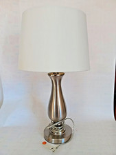 Traditional Table Lamp 24" Tall Brushed Nickel Off White Shade