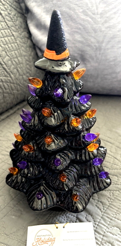New Destination Halloween Black Light Up Tree - Witch Hat Top - Approx. 11" X 8" - Picture 2 of 14
