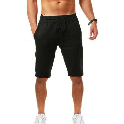 Pantalones cortos deportivos informales de algodón y lino para hombre, cómodos, - Picture 22 of 32