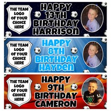 Football Own Logo Personalised Birthday Photo Banners - Choose Your Own Team