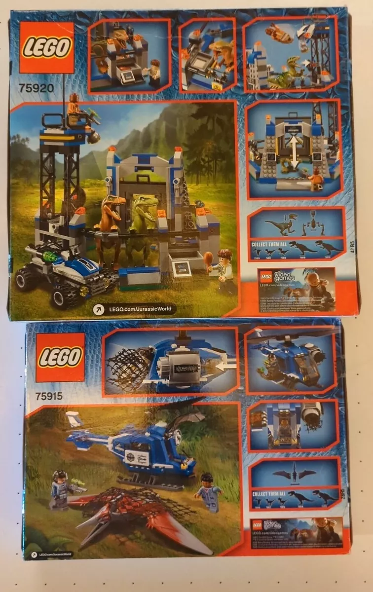 Lego Jurassic World lot Raptor Escape 75920 and Pteranodon Capture 75915 NiB