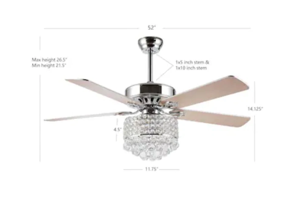 Safavieh Pramton 52" CEILING LIGHT FAN w/ Remote $375 on QVC Maple / Silver NEW - Image 4 of 4
