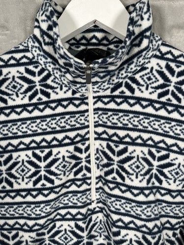 Lands End Fleece 1/4 Zip Sweater Blue/ White Geometric Youth Size Small 14-16 - Bild 5 von 11
