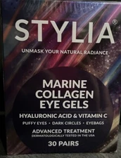 Stylia 30 Pairs Marine Collagen Under Eye Gels- Puffy, Dark Circles NIB Gift