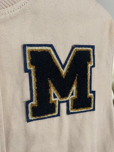 ZARA Girls Varsity Baseball Jacket Bomber Cream Blush SZ 10years Leather Sleeve - Picture 3 of 22