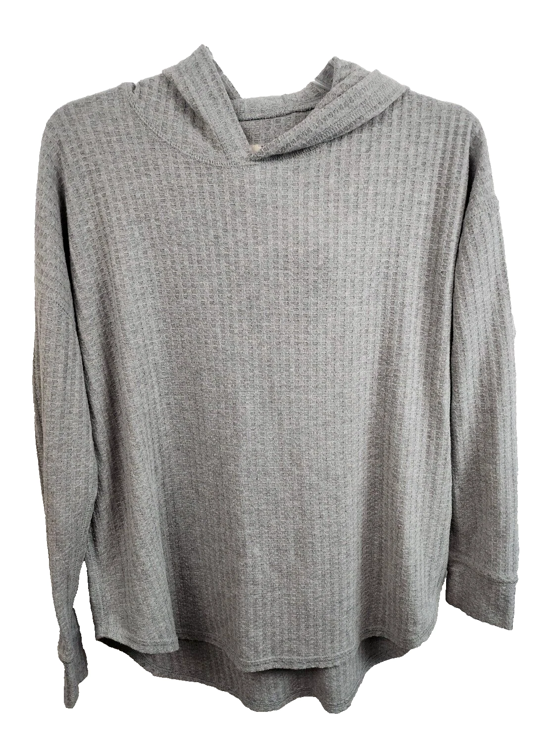 Chaser Womens Thermal Hoodie Size Small Gray Round Hem Long Sleeve Pullover