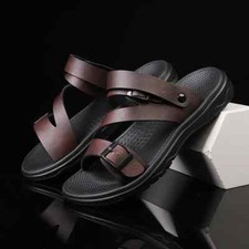 Summer Sandals for Men Outdoor Casual PU Leather Non-slip Beach Slippers