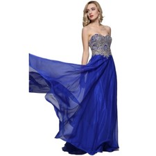 Women's Formal Gold embroidery Sequins beaded Long Evening prom dress