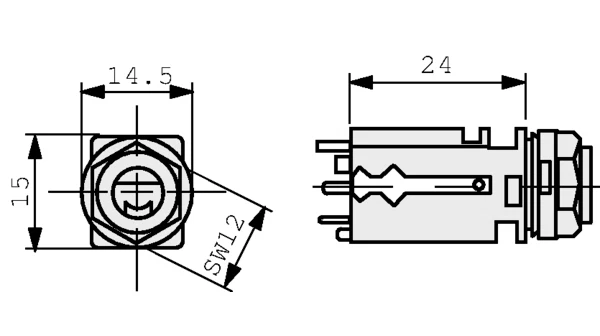 Neutrik - NJ5FD-V - 1/4 Stereo Switched Jack PC Verticle with Cap - Image 4 of 4