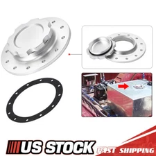 3inch Billet Aluminum Fuel Cell Silver Fast Fill Filler Neck 12 Bolt Flange+Cap 