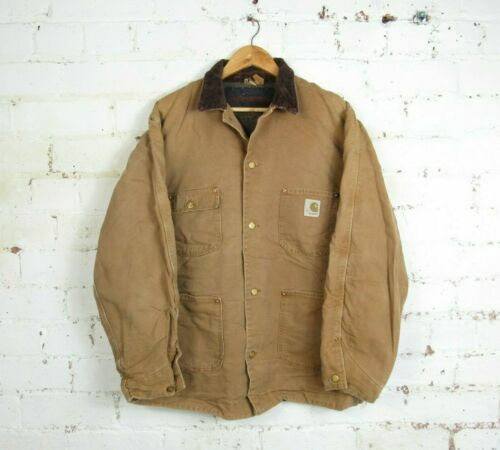 Carhartt C02 DKB Dark Brown Blanket Lined Chore Coat Jacket Size