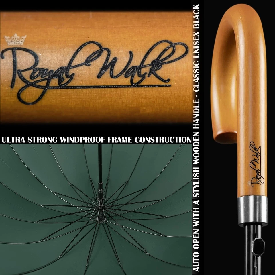 Royal Walk Ombrello Antivento Grande XXL da donna e da uomo Golf Umbrellas 120cm - Immagine 2 di 4