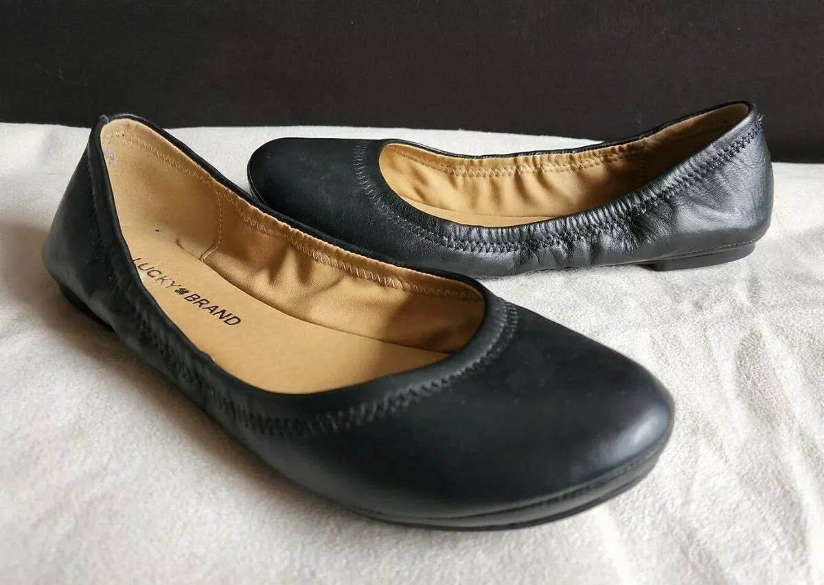 Lucky brand hotsell black leather flats