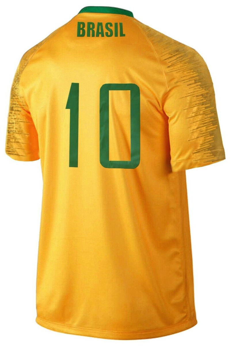 Brasilien Retro Kinder Trikot Set – Gelb/blau, Mit Hose, Größe 104, Nr. 10, Gesticktes Emblem