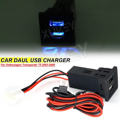 Für VW T5 Transporter Auto Dual USB Schnell Ladegerät Buchse Licht Steckdose