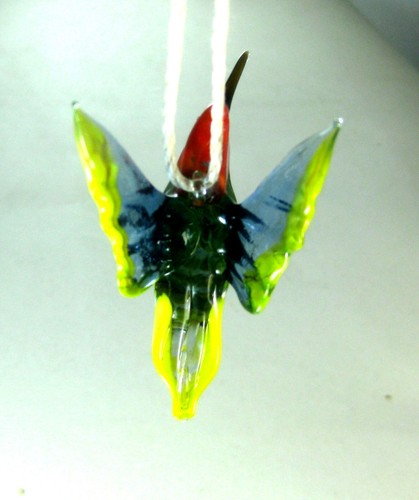 blown glass bird hummingbird blue red hanging murano style figurine ornament 3.3 - Picture 3 of 4