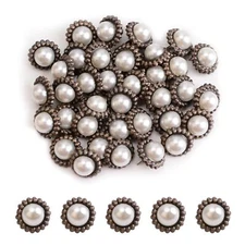 100Pcs Retro Floral Pearl Mini Brad Fasteners Split Pins Round Bottom Paper C...